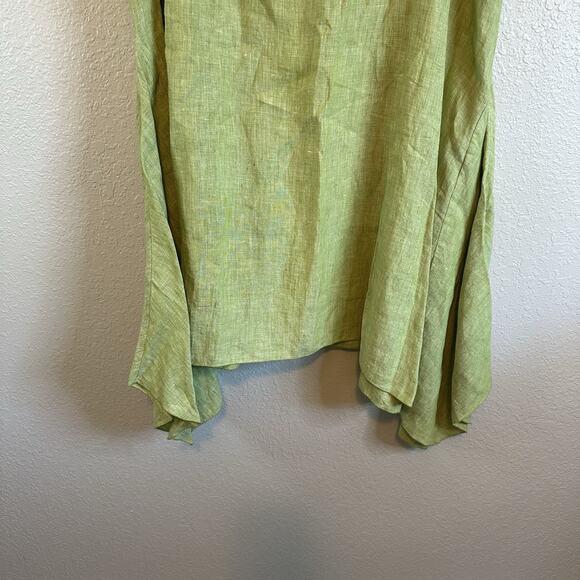NWT J. Jill 100% Linen Green 24w Maxi Sharkbite Hem Skirt Zip Up Lagenlook Flowy - Picture 8 of 8